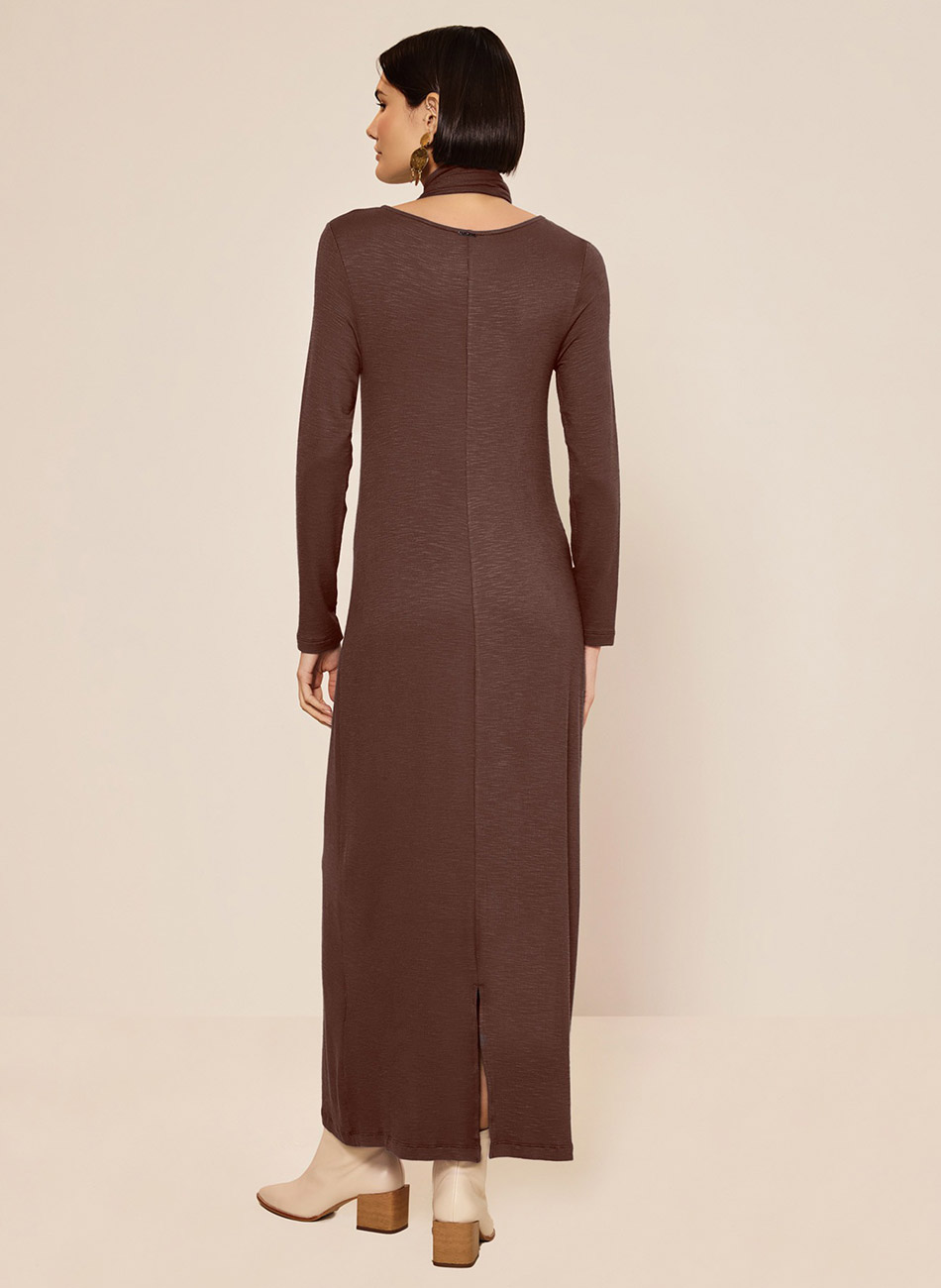 Vestido Ch� Canelado Marrom Lez a Lez - Foto 2