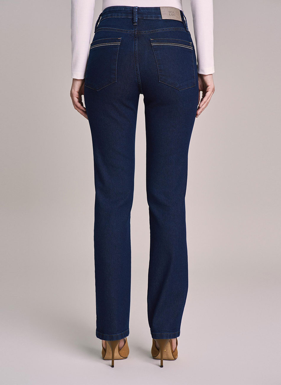 Cal�a Reta Jeans Com Bordados Scalon - Foto 3