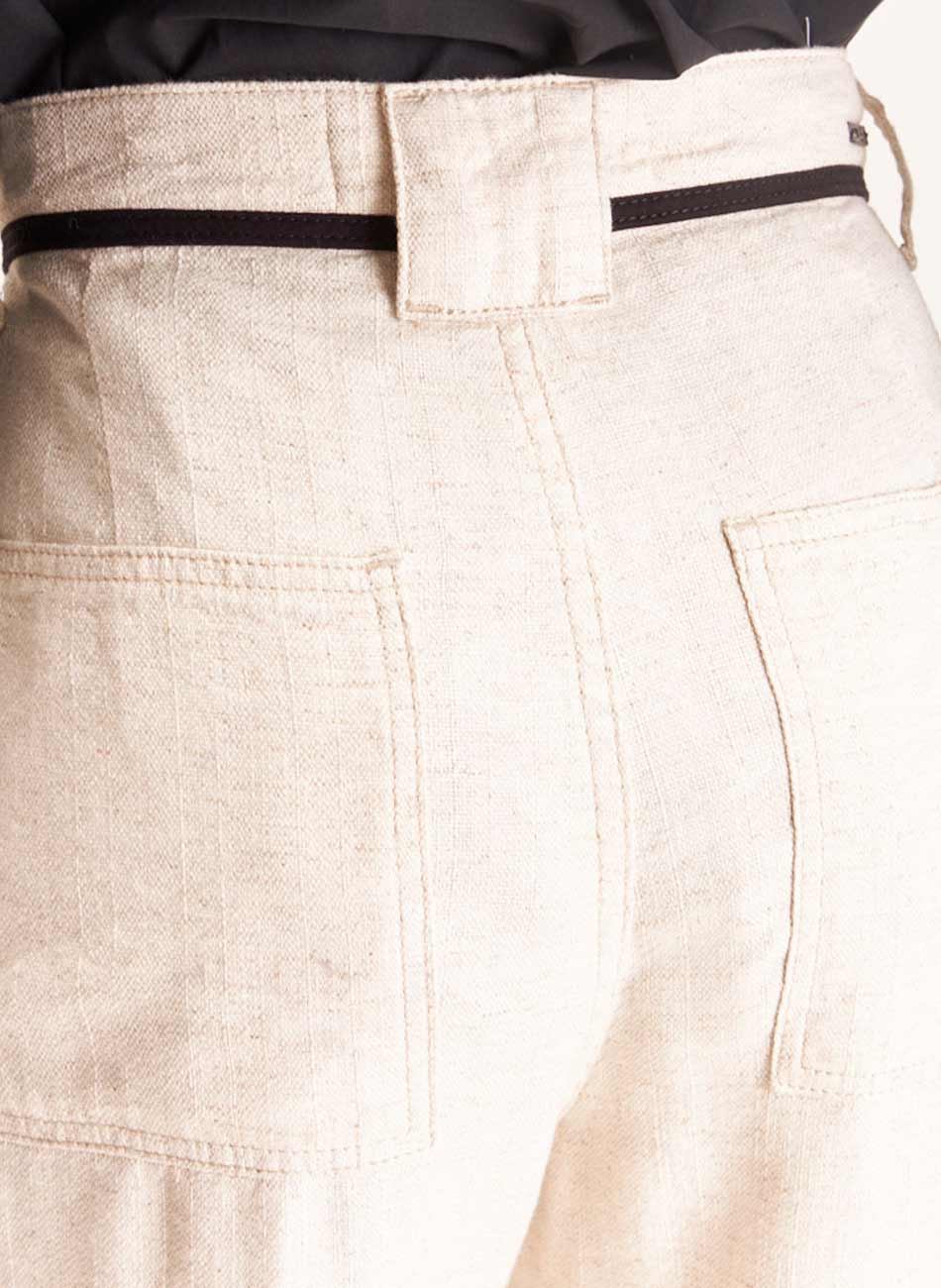 Cal�a Wide Leg Cru Linho Cant�o - Foto 4