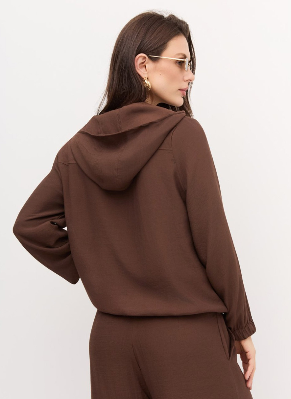 Jaqueta Crepe de Viscose Marrom Declari - Foto 2