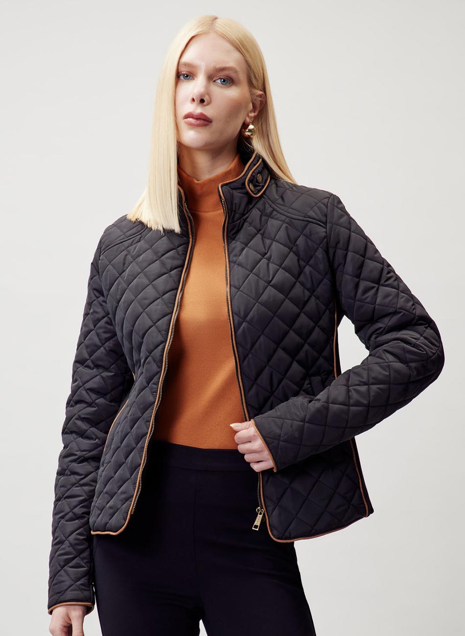 Jaqueta Trucker Puffer Preto Flor de Lis - Foto 1