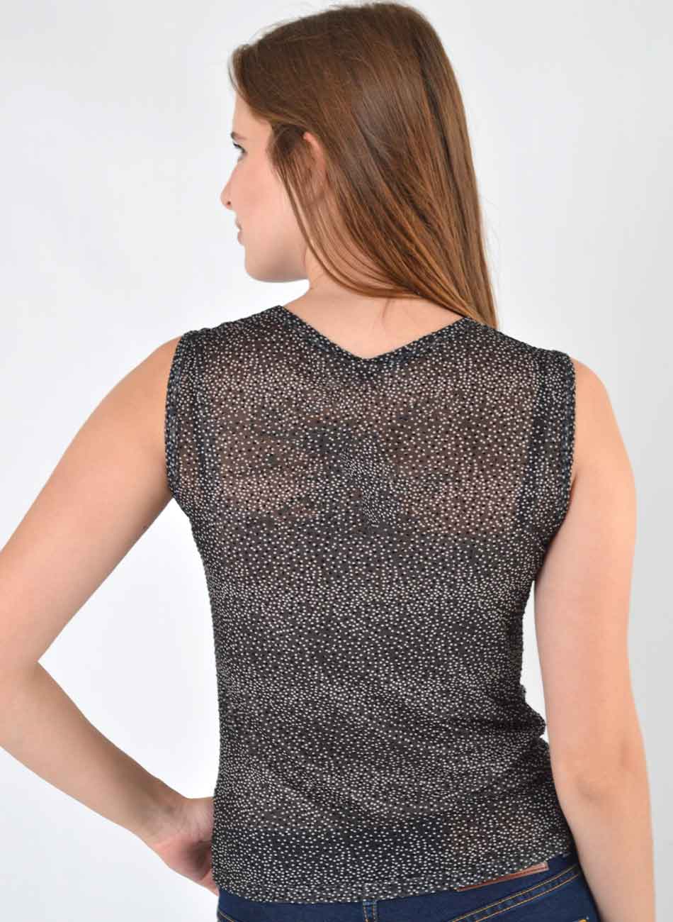 Blusa Tule Estampado Preto Del Amo  - Foto 4
