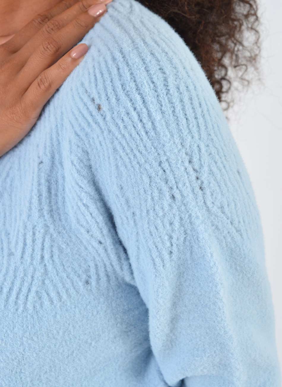 Blusa Azul Eveline Fio Pluma Das Gurias - Foto 3
