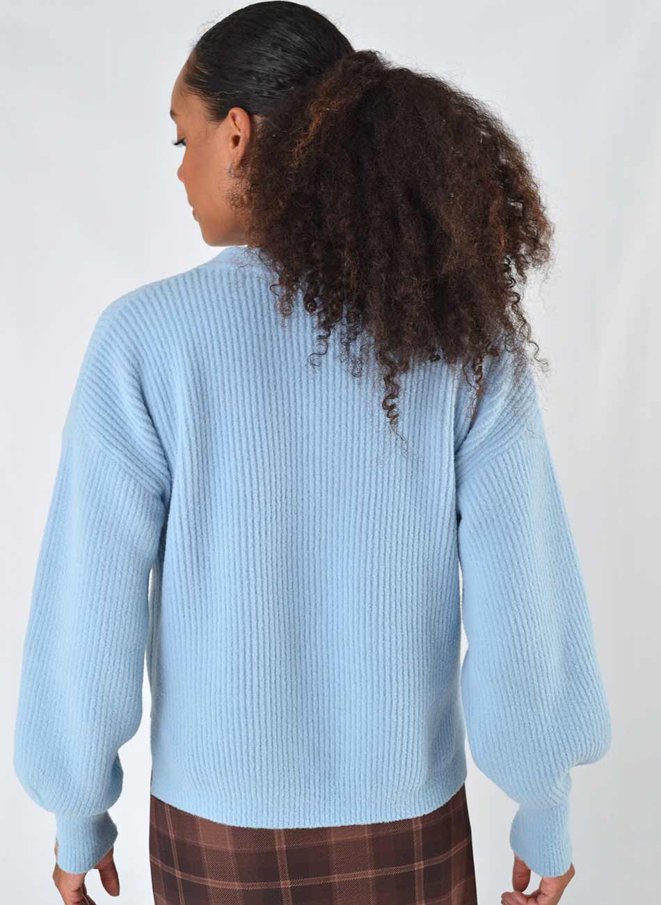 Casaco Azul Eveline Fio Pluma Das Gurias - Foto 4