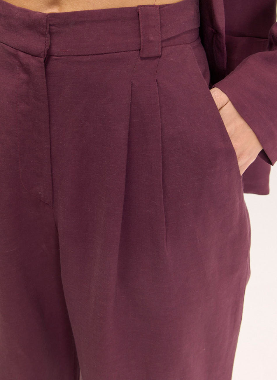 Cal�a Linho Alfaiataria Olhar Roxo Cant�o - Foto 2