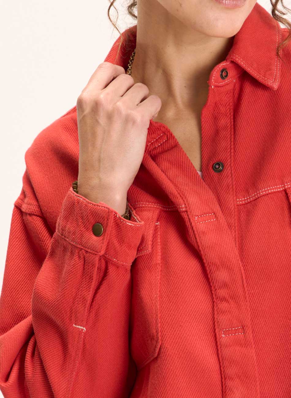 Jaqueta Vermelho Sarja Nervuras Cotele Cant�o - Foto 5