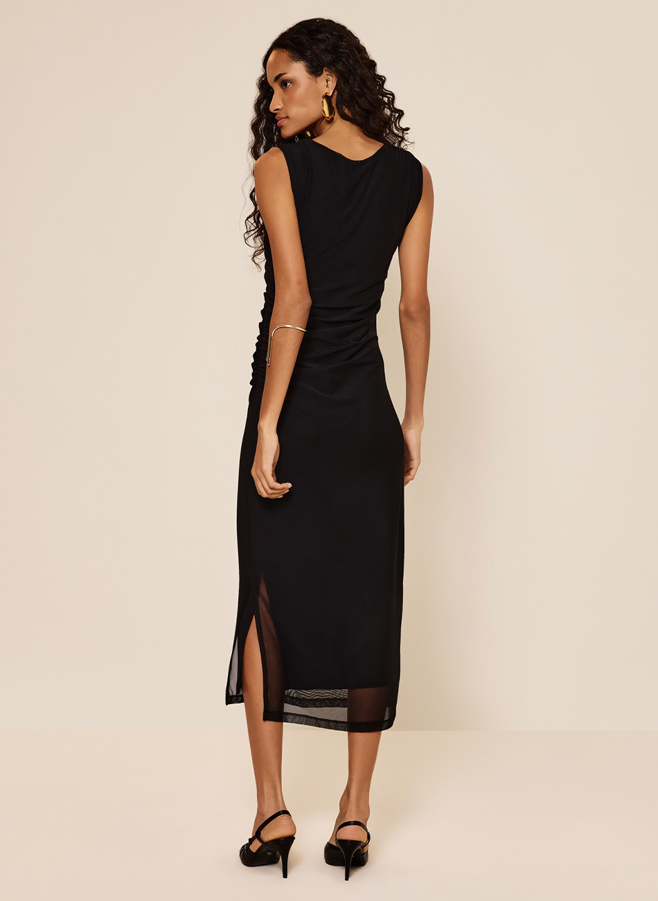 Vestido Ch� Com Franzidos Em Malha Tule Lez a Lez - Foto 3