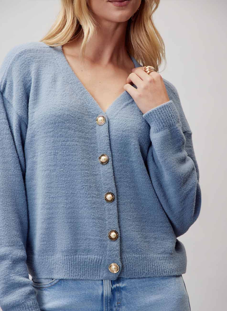 Cardigan Azul Flor de Lis  - Foto 3
