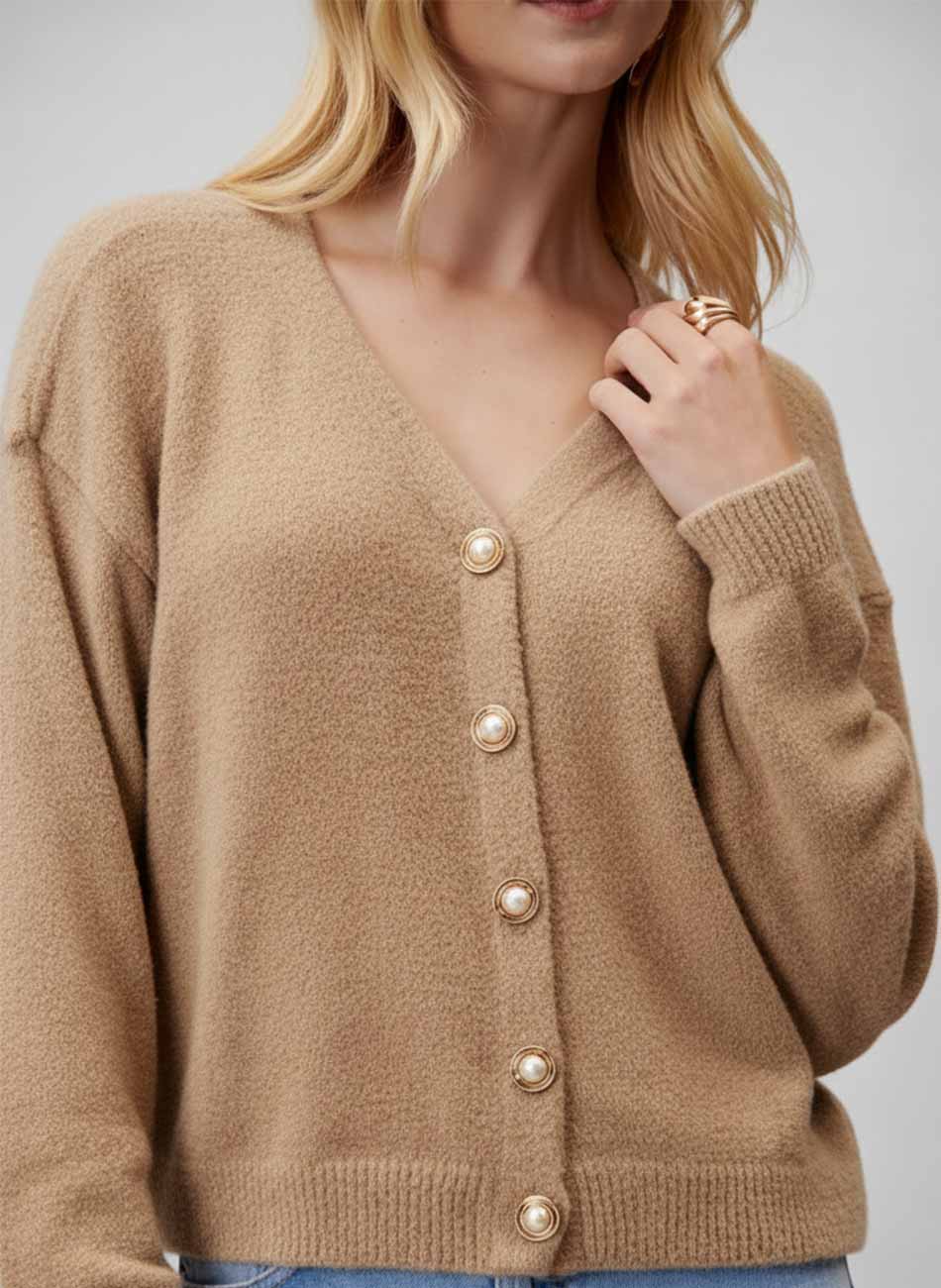 Cardigan Bege Flor de Lis  - Foto 2