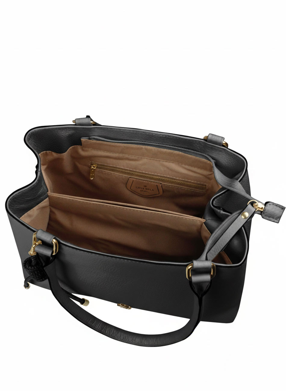 Bolsa Couro Preta Al�a Ombro Linea Bella - Foto 3