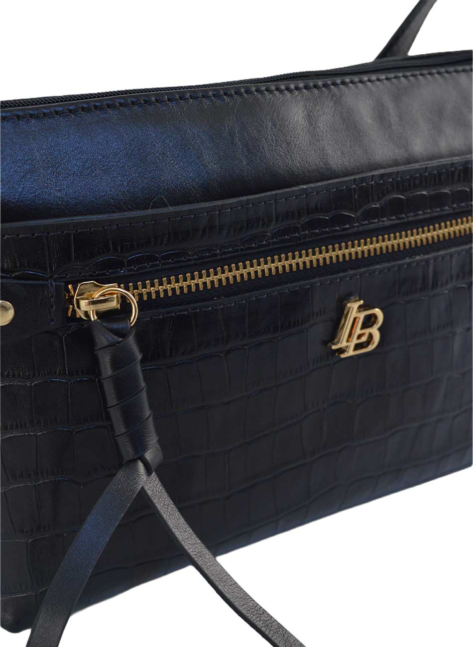 Bolsa Pequena Couro Preto Texturizado Linea Bella - Foto 2
