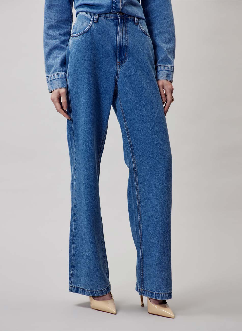 Cal�a Jeans Agata Wide Flor de Lis - Foto 1
