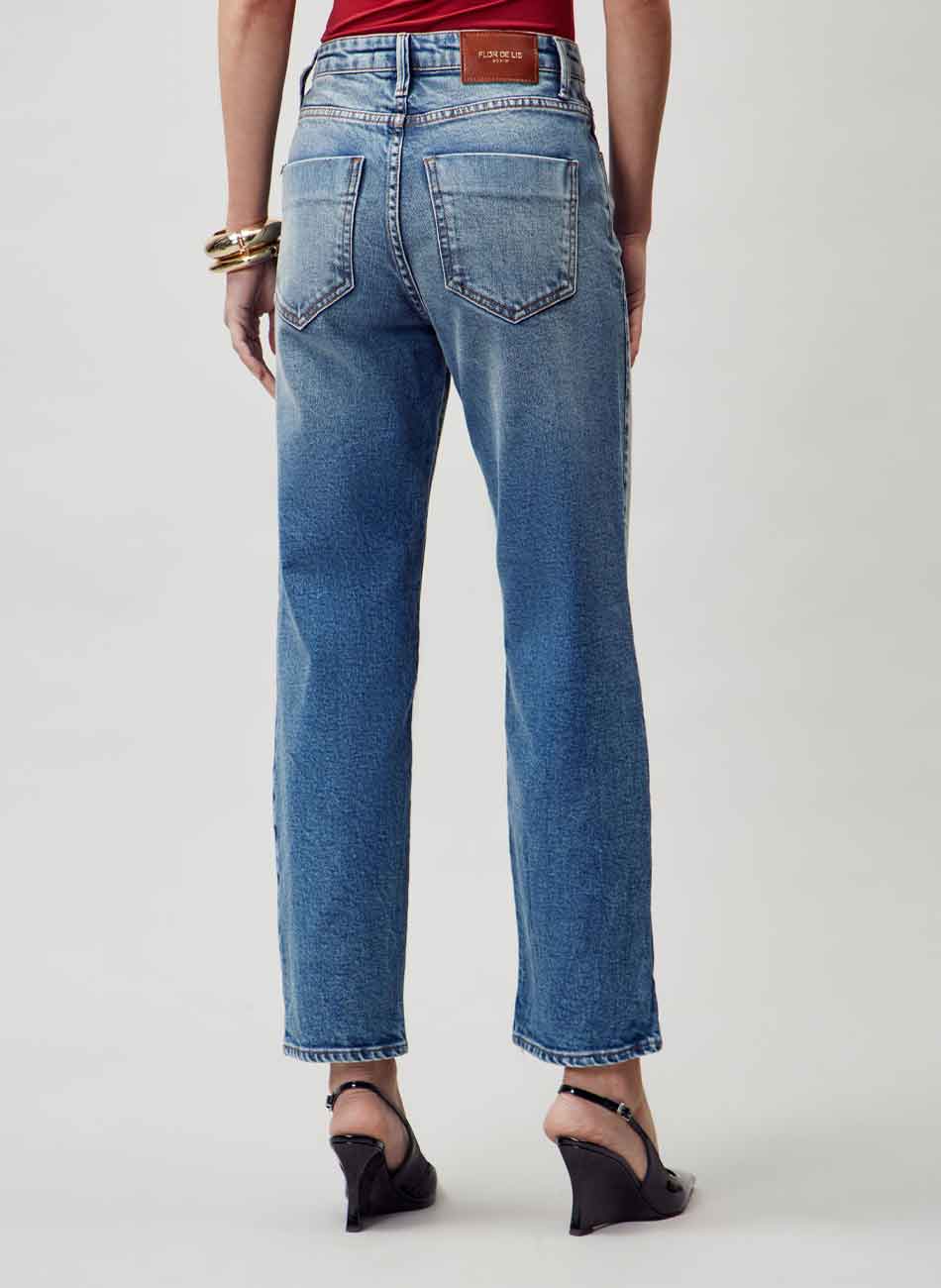 Cal�a Jeans Turmalina Straight Cropped Flor de Lis - Foto 2