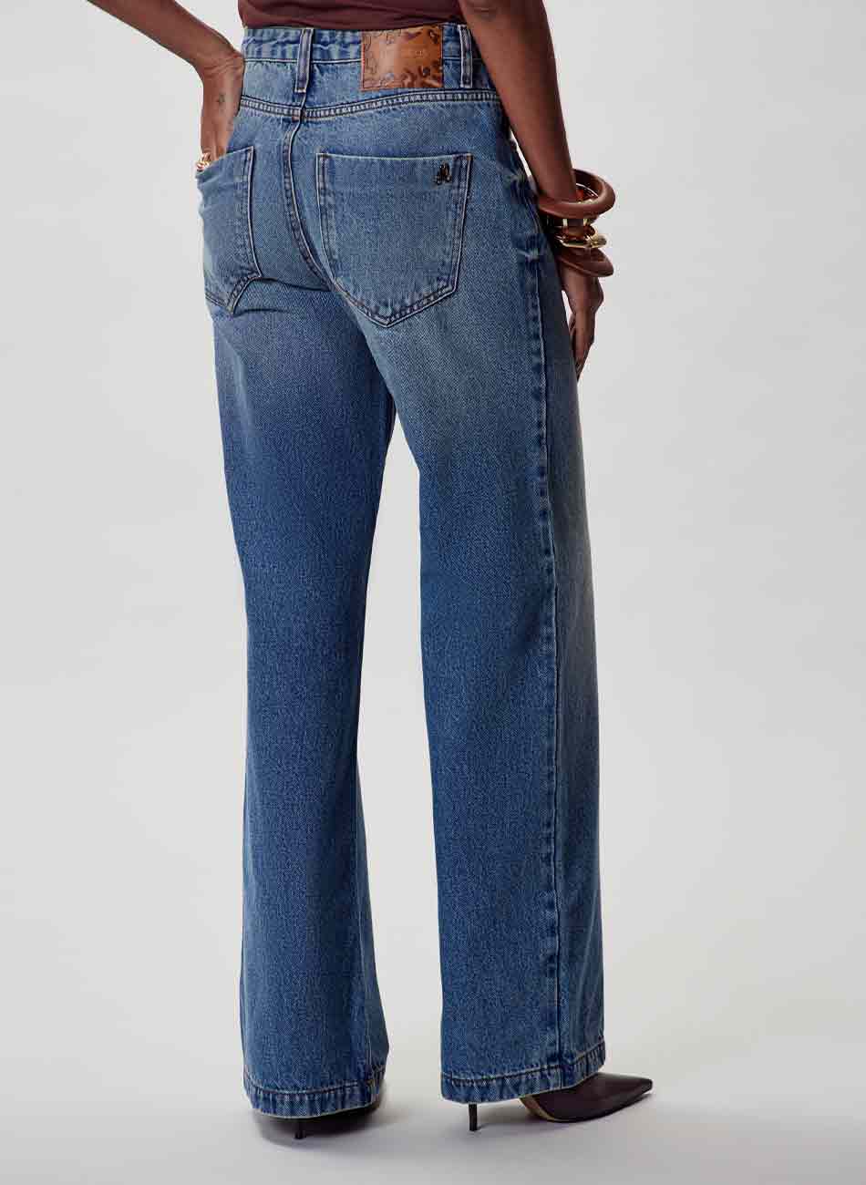 Cal�a Jeans Turmalina Wide Flor de Lis - Foto 2