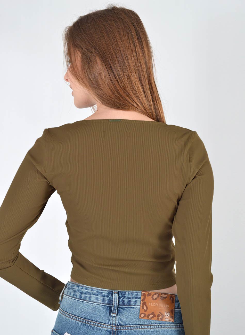 Cropped Justo Canelado Militar Flor de Lis - Foto 3