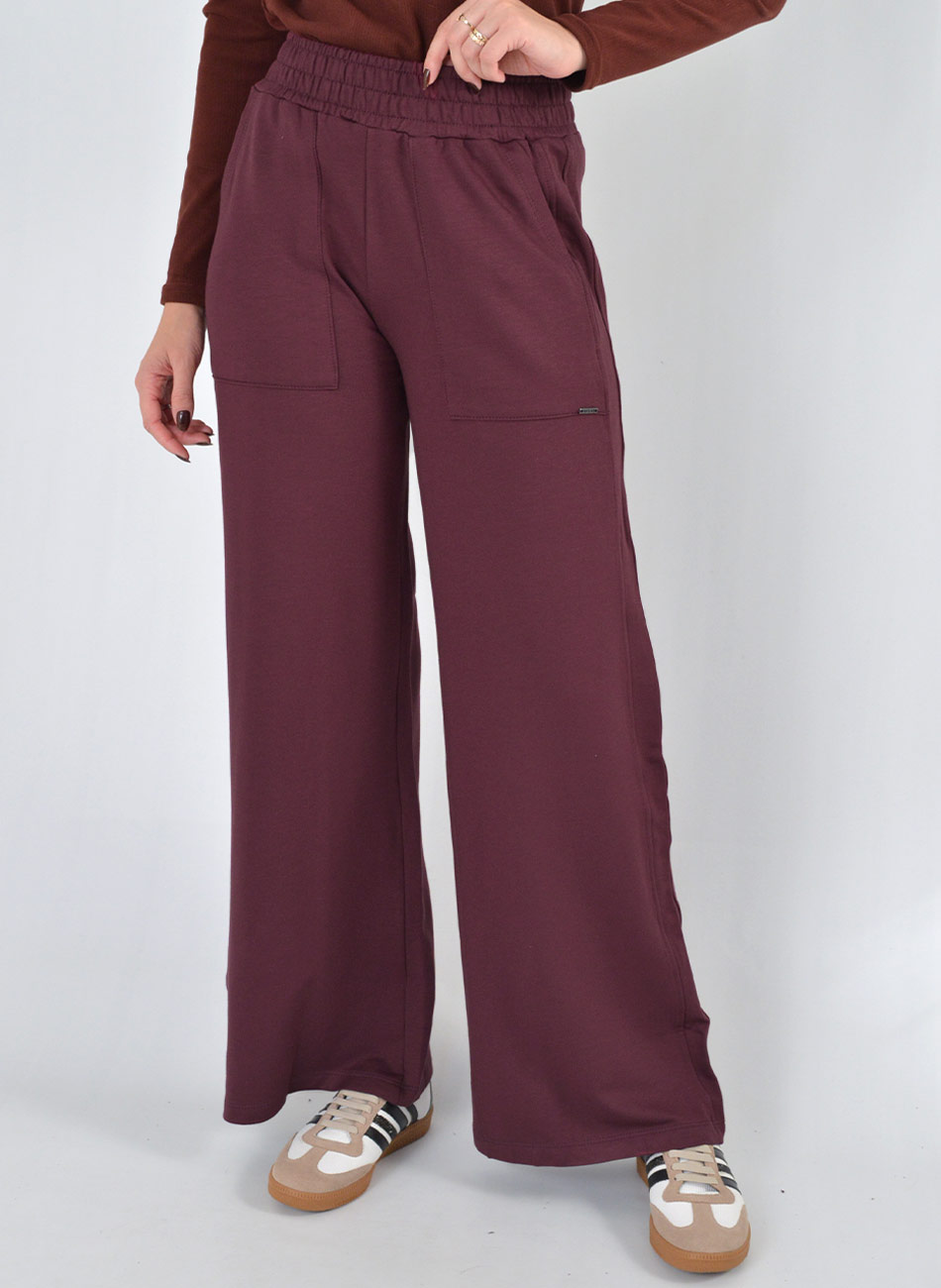 Cal�a Wide Leg Moletom Peluciado Malbec Declari - Foto 1