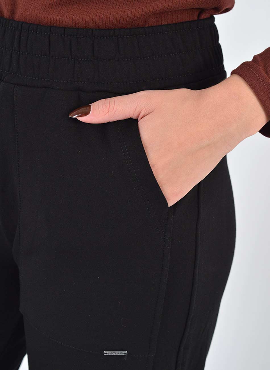 Cal�a Wide Leg Moletom Peluciado Preto Declari - Foto 2
