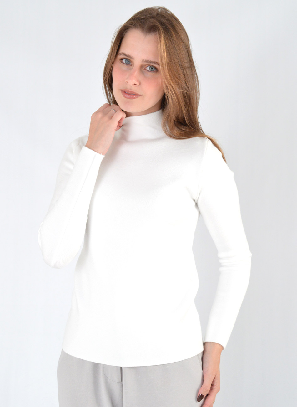 Blusa Fio de Cachemir Pelucia Por Dentro Branco Susan Zheng  - Foto 2