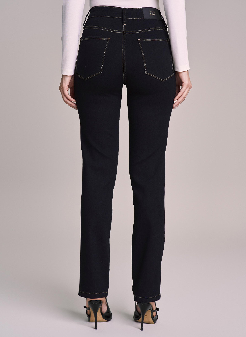 Cal�a Jeans Preto Reta Pespontos Scalon - Foto 2