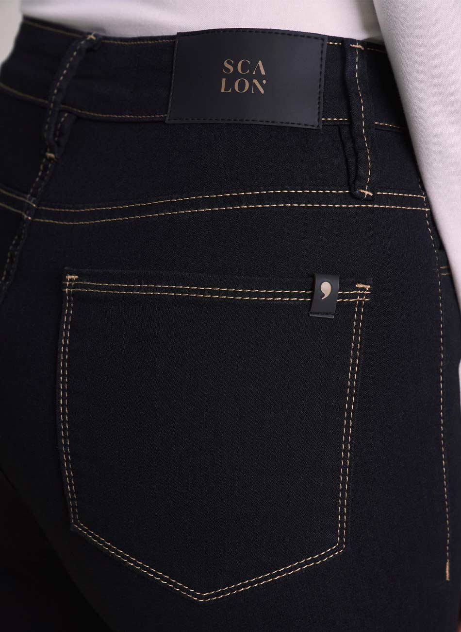 Cal�a Jeans Preto Reta Pespontos Scalon - Foto 3