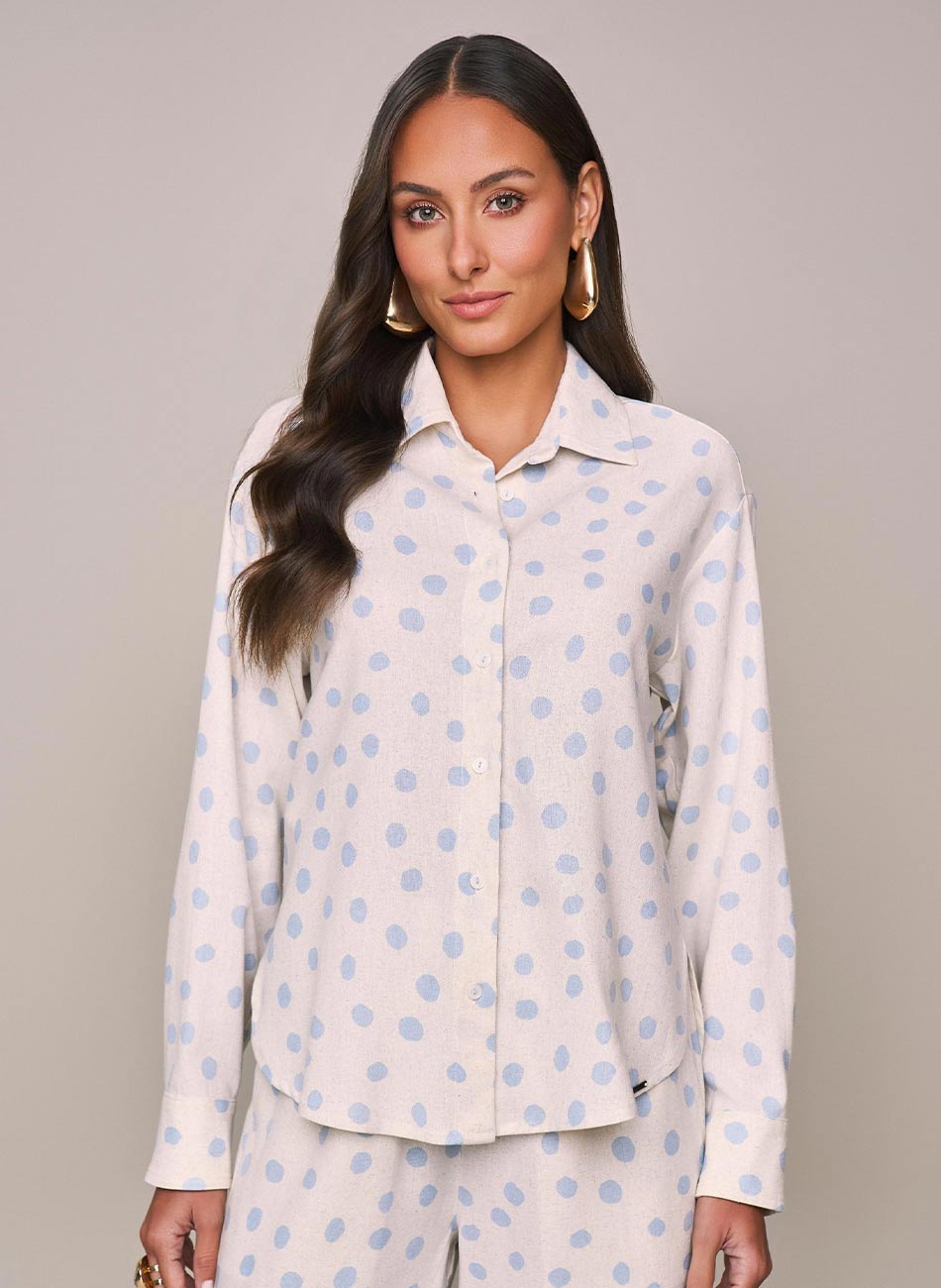 Camisa Poa Viscolinho Scalon - Foto 1