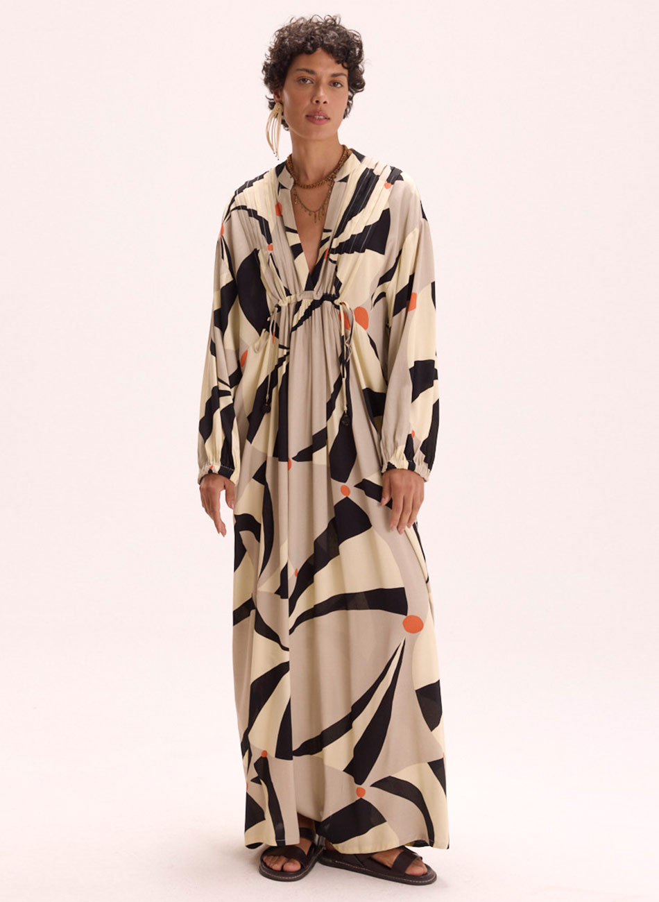 Vestido Crepe Estampa Malabares Cant�o - Foto 1