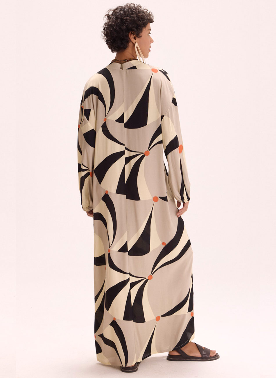 Vestido Crepe Estampa Malabares Cant�o - Foto 2