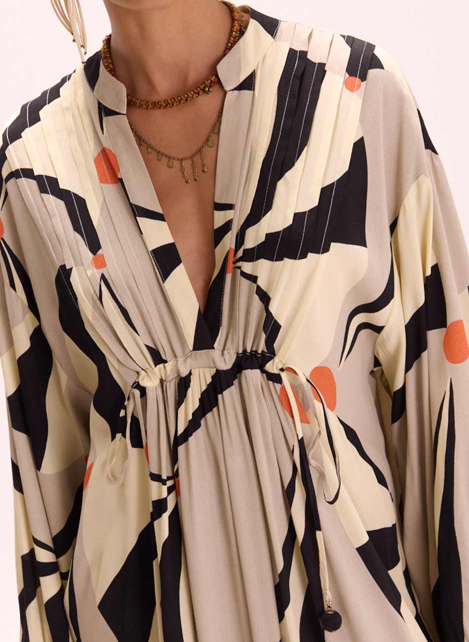 Vestido Crepe Estampa Malabares Cant�o - Foto 3