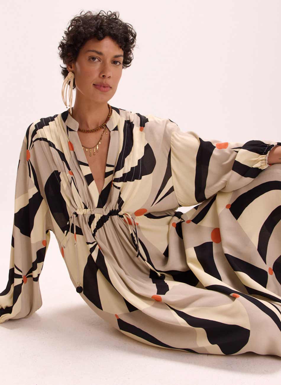 Vestido Crepe Estampa Malabares Cant�o - Foto 5
