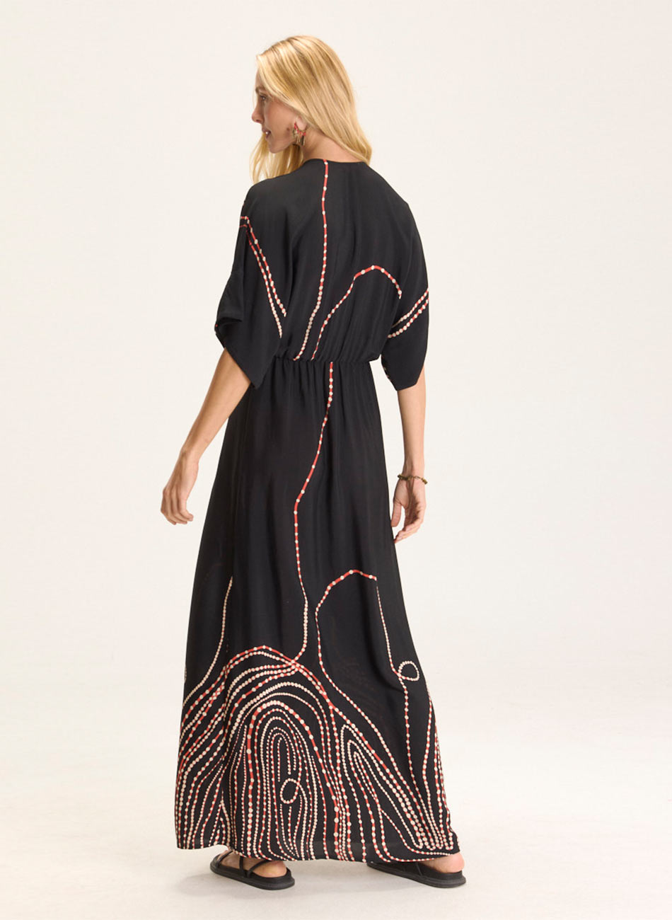 Vestido Crepe Estampa Vortex Cant�o - Foto 2