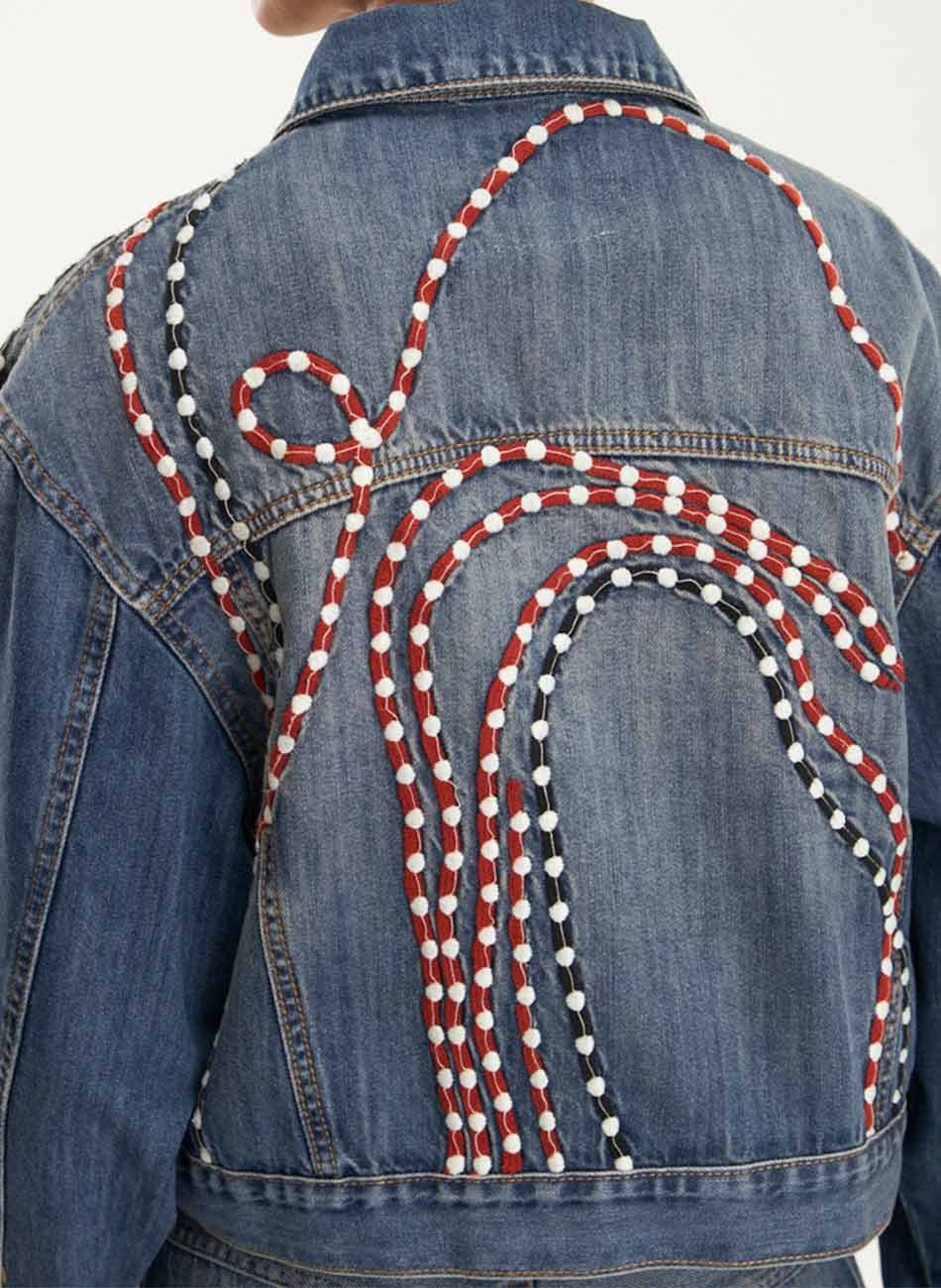 Jaqueta Jeans Bordado Vortex Cant�o  - Foto 5