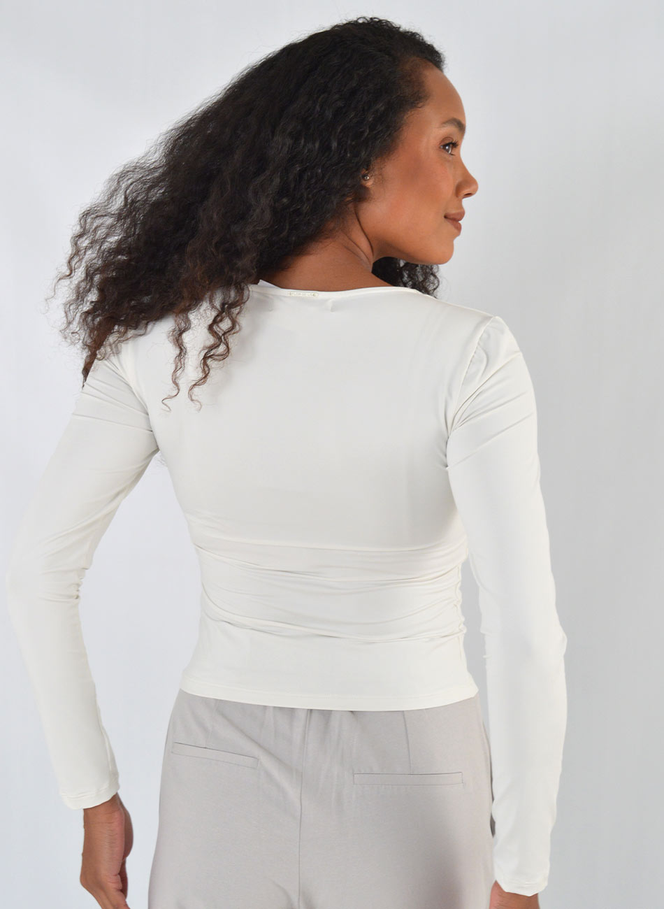 Blusa Justa Off White Flor de Lis - Foto 3