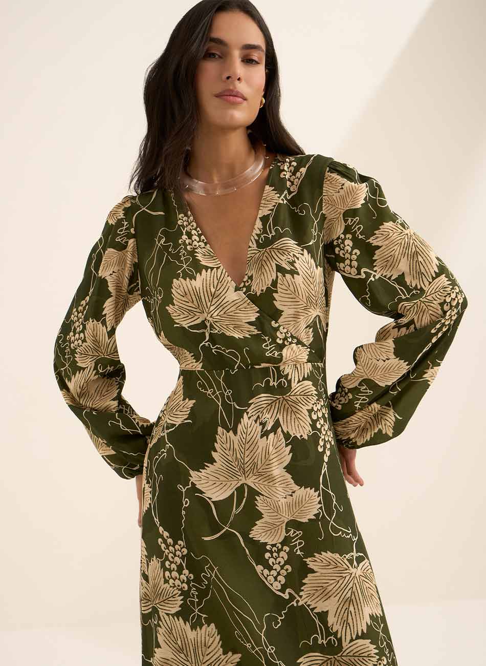 Vestido Ch� Estampado Com Mangas Longas Lez a Lez - Foto 2