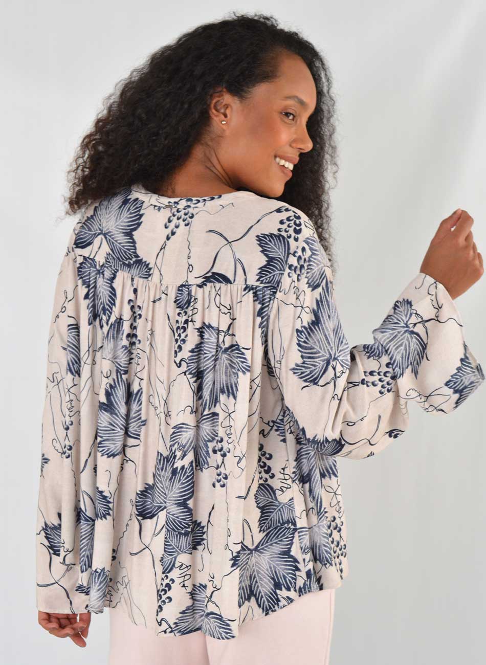 Blusa Azul Mangas Longas Estampada Lez a Lez - Foto 3