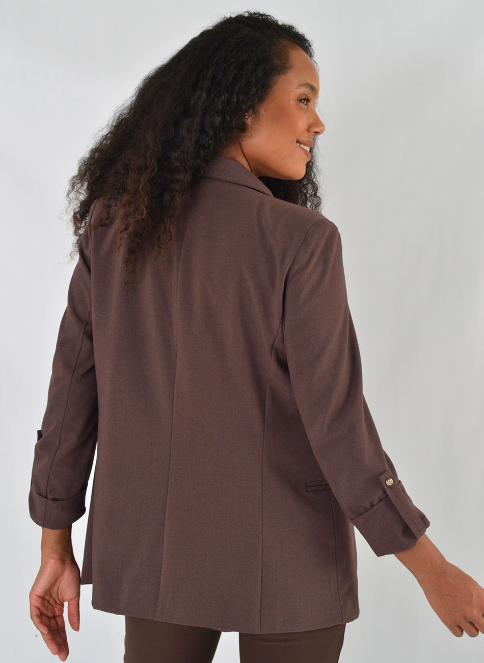 Blazer Sem Fechamento Donna Ritz Cor Chocolate - Foto 3