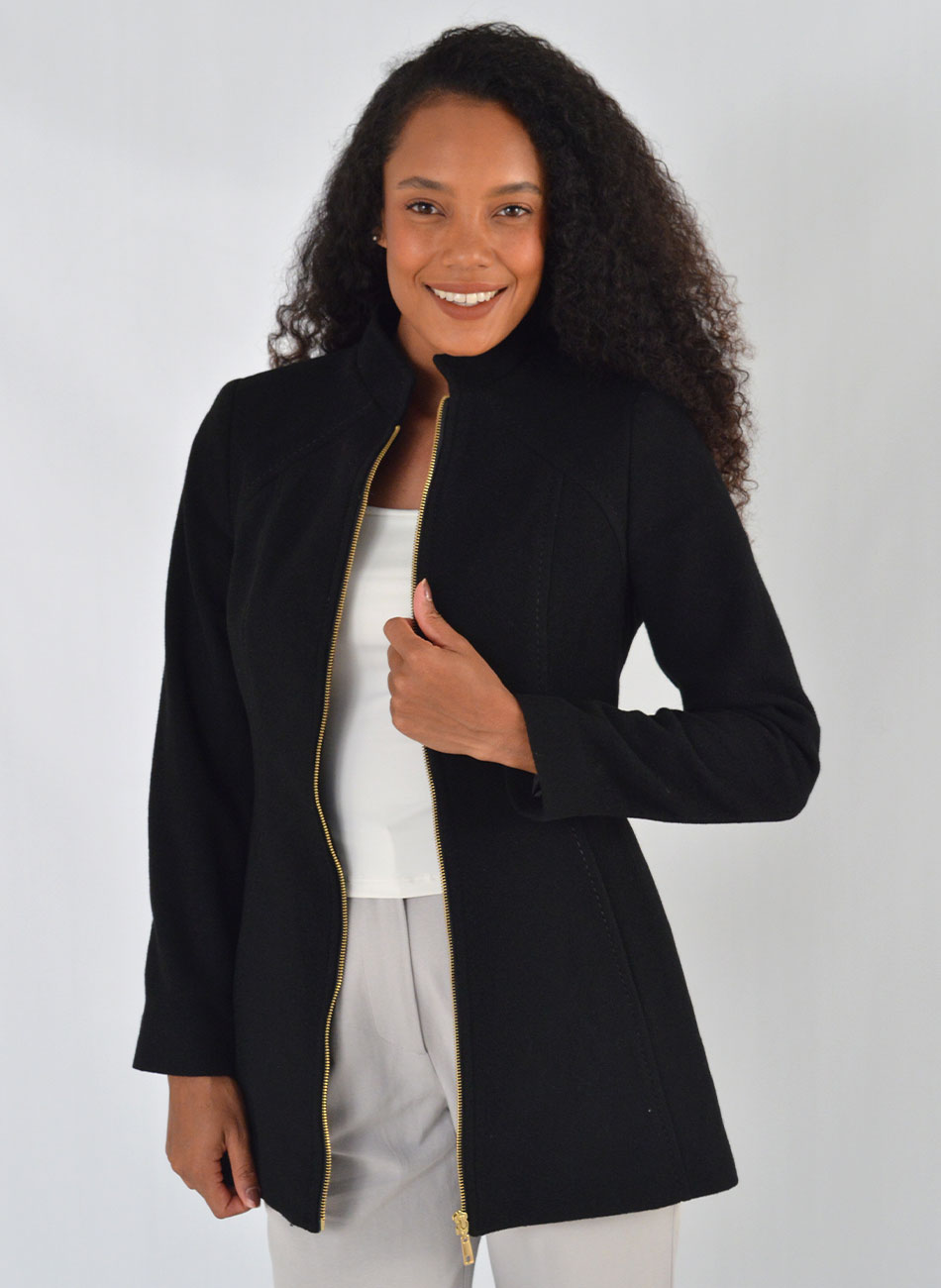 Casaco de L� Slim Z�epr Preto Malise - Foto 1