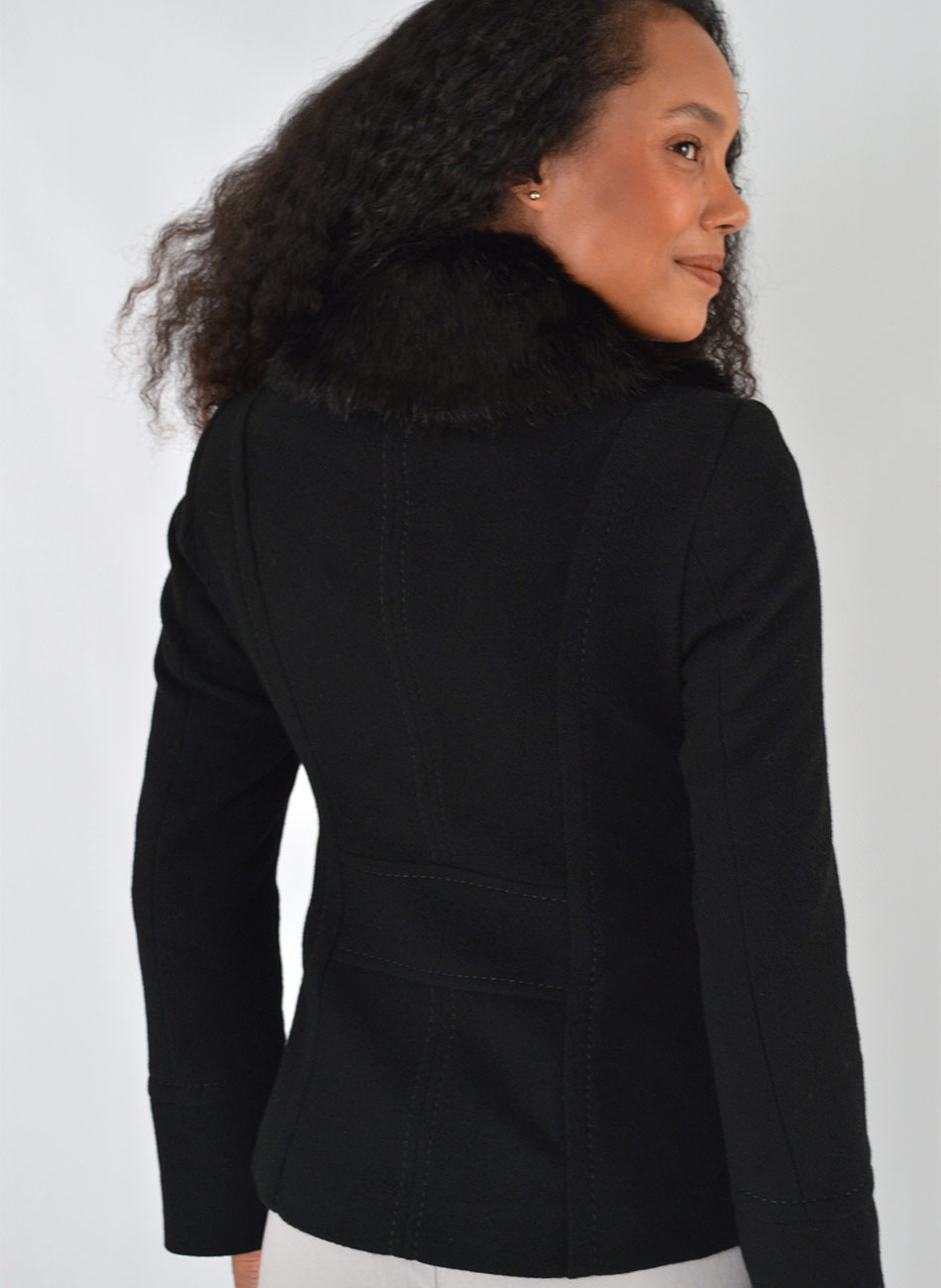 Casaco de L� Preto Velour Malise - Foto 4
