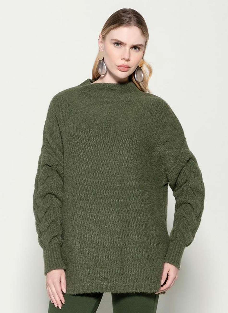 Blusa Verde Gola Rol� Biamar - Foto 1