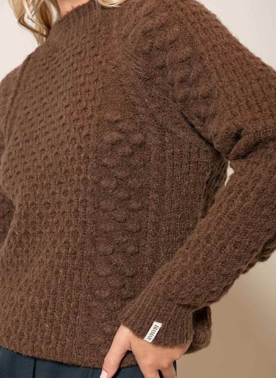 Blusa Marrom Ponto Detalhado Cava Raglan Biamar - Foto 2