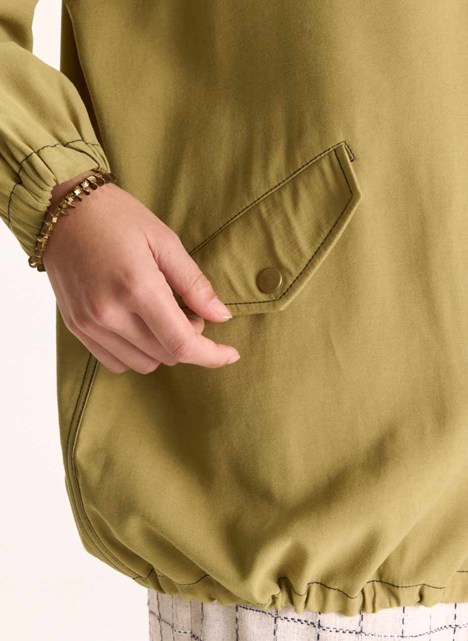 Parka Caqui Viscose Sarjada Cant�o  - Foto 5