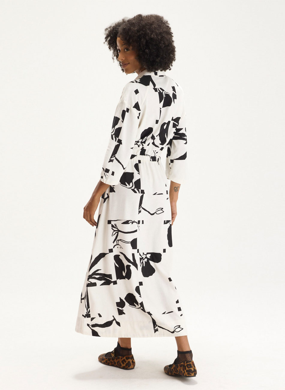 Vestido Chemisier Linho Estampa Lampejo Cant�o - Foto 6