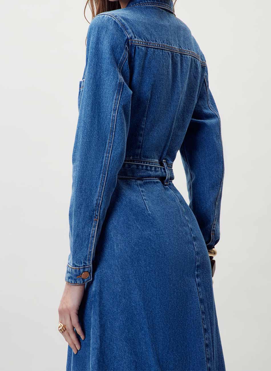 Vestido Midi Jeans com Cinto Flor de Lis - Foto 4
