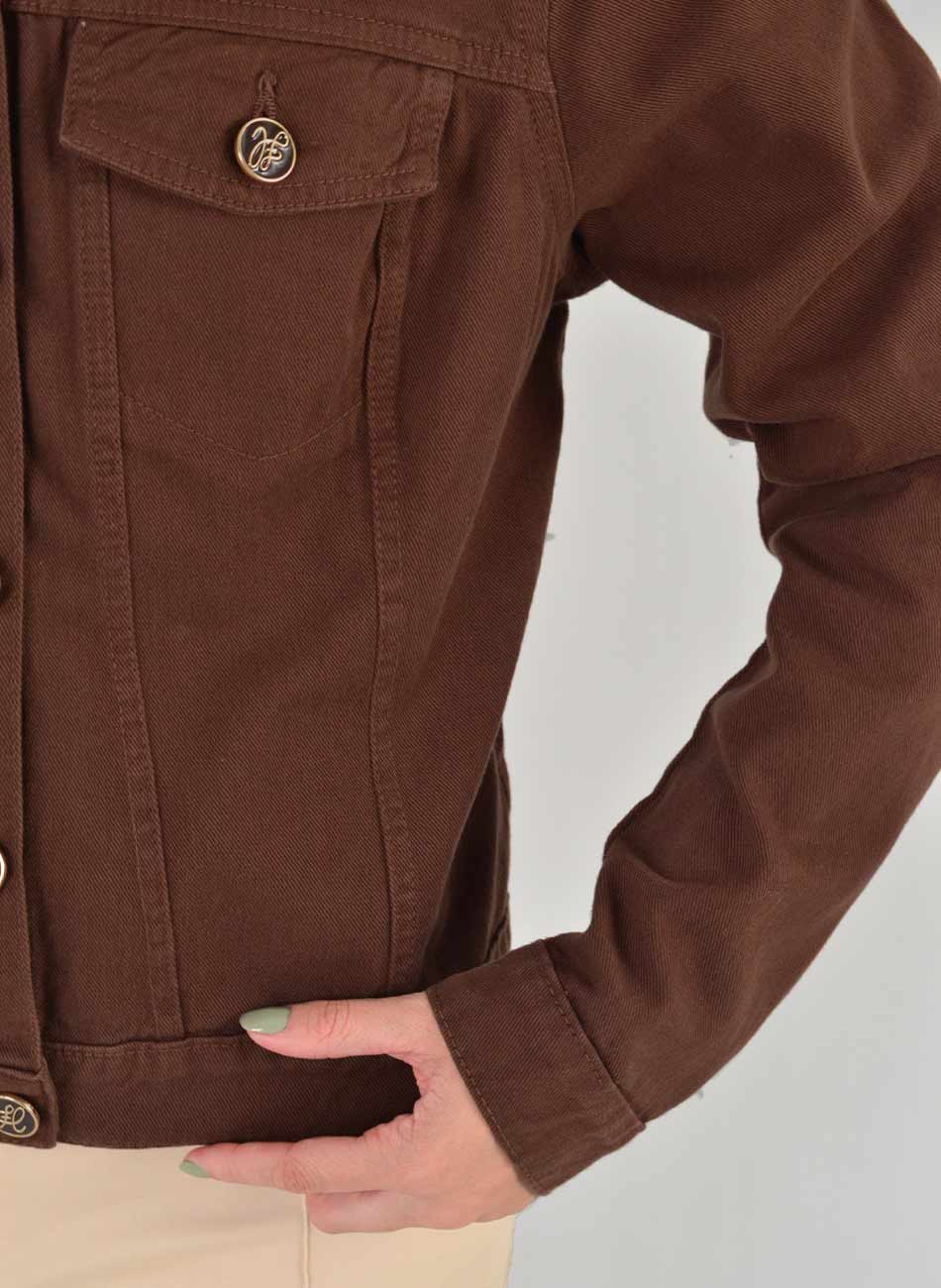 Jaqueta Jeans Marrom Flor de Lis - Foto 3