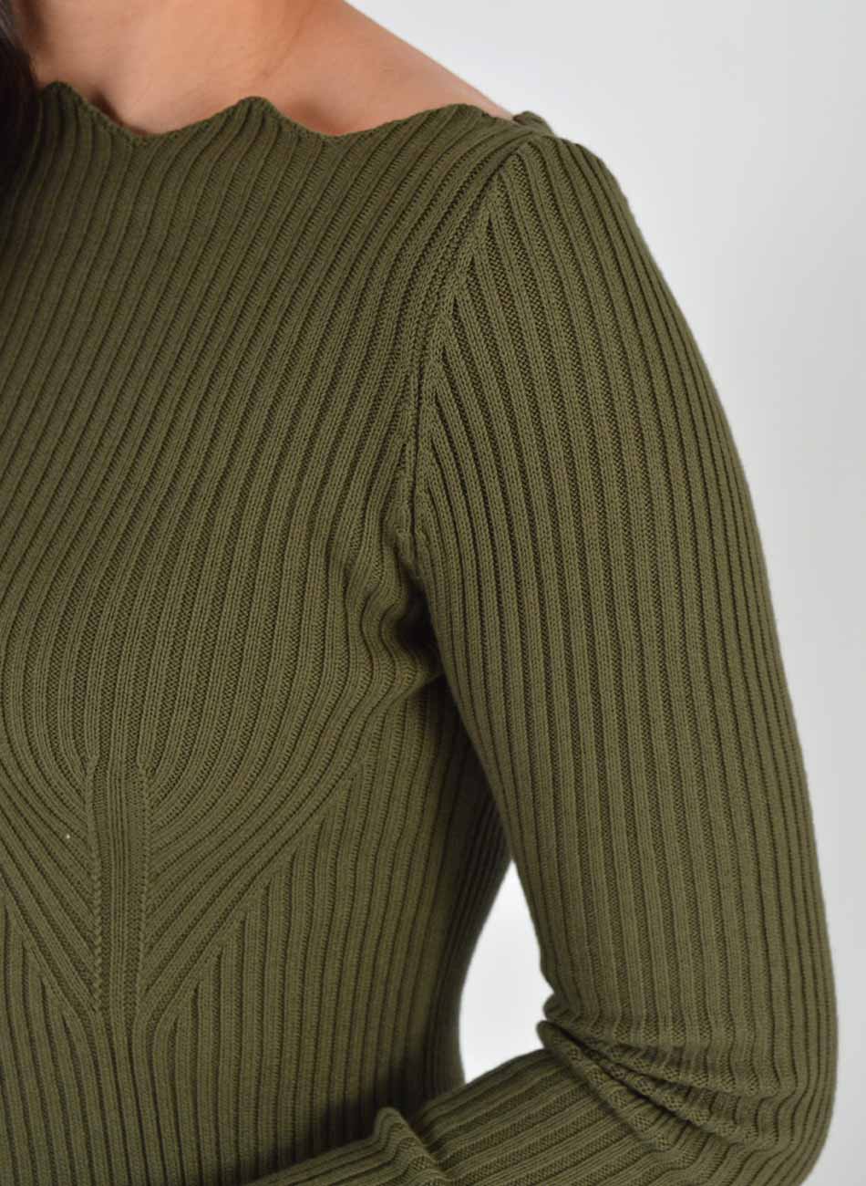 Vestido Canelado Verde Militar Gida  - Foto 3