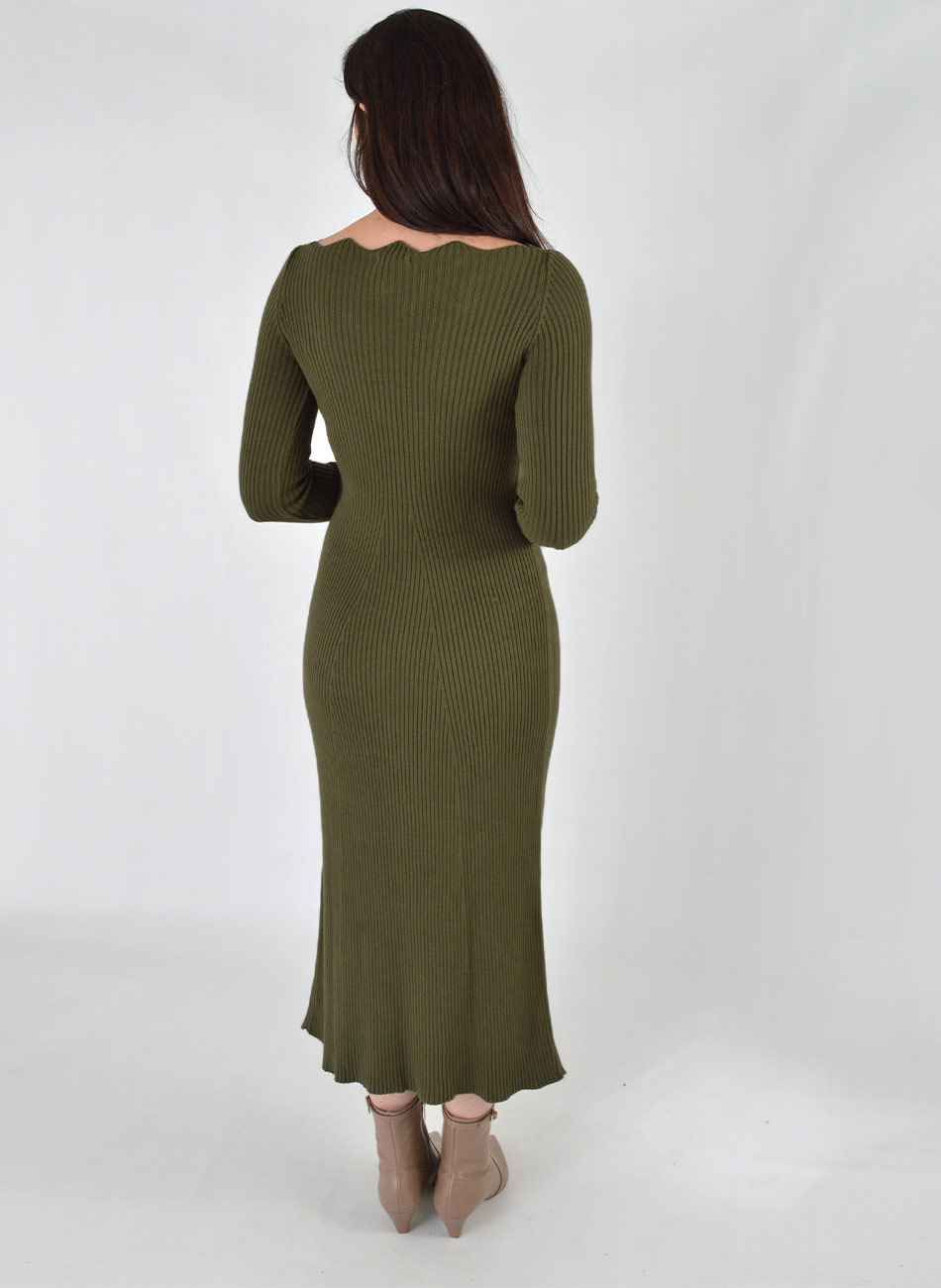 Vestido Canelado Verde Militar Gida  - Foto 4