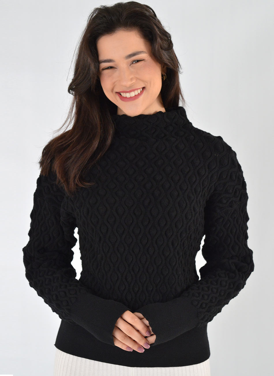 Blusa Preto Tricot em 3D Gida  - Foto 1