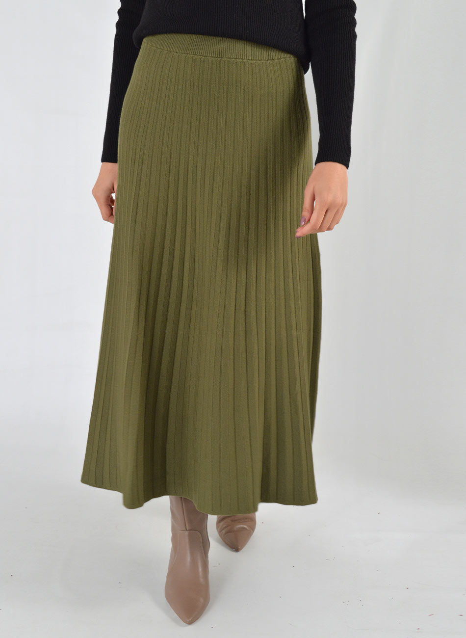 Saia Plissada em Tricot Militar Gida Malhas - Foto 1