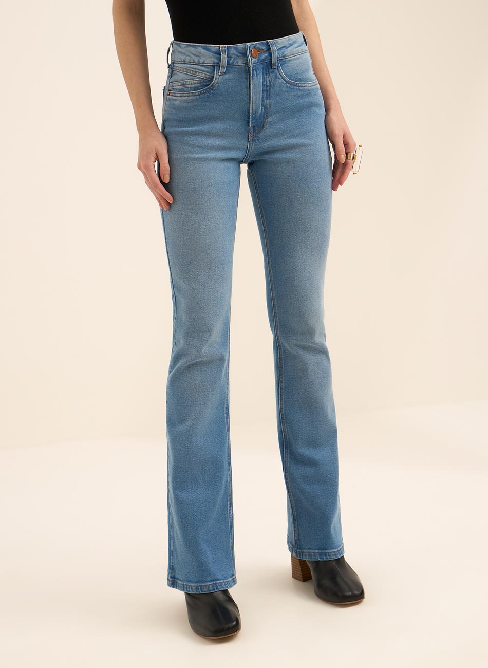 Cal�a Boot Cut Jeans De Cintura Alta Lez a Lez - Foto 2