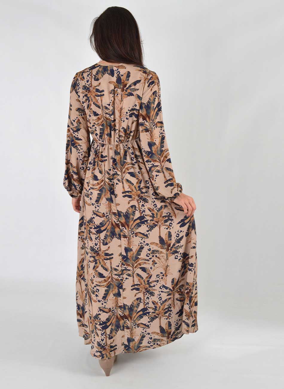 Vestido Longo Estampado Com Decote Em V Lez a Lez - Foto 4