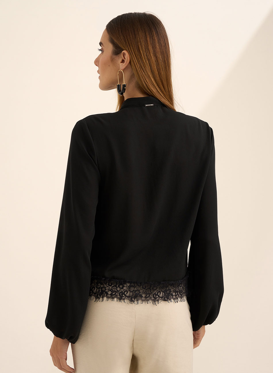 Blusa Preto Renda Lez a Lez - Foto 3